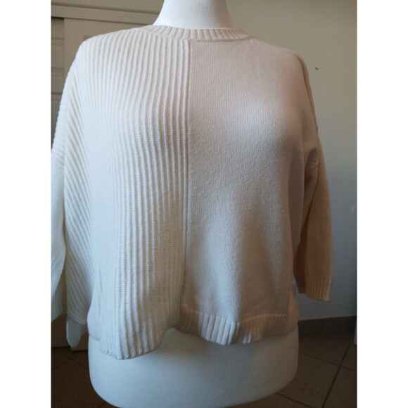 Weeken Max Mara Womens Sweater Beige Ivory Ribbed Panel Knit Pullover Oversized - Picture 8 of 14